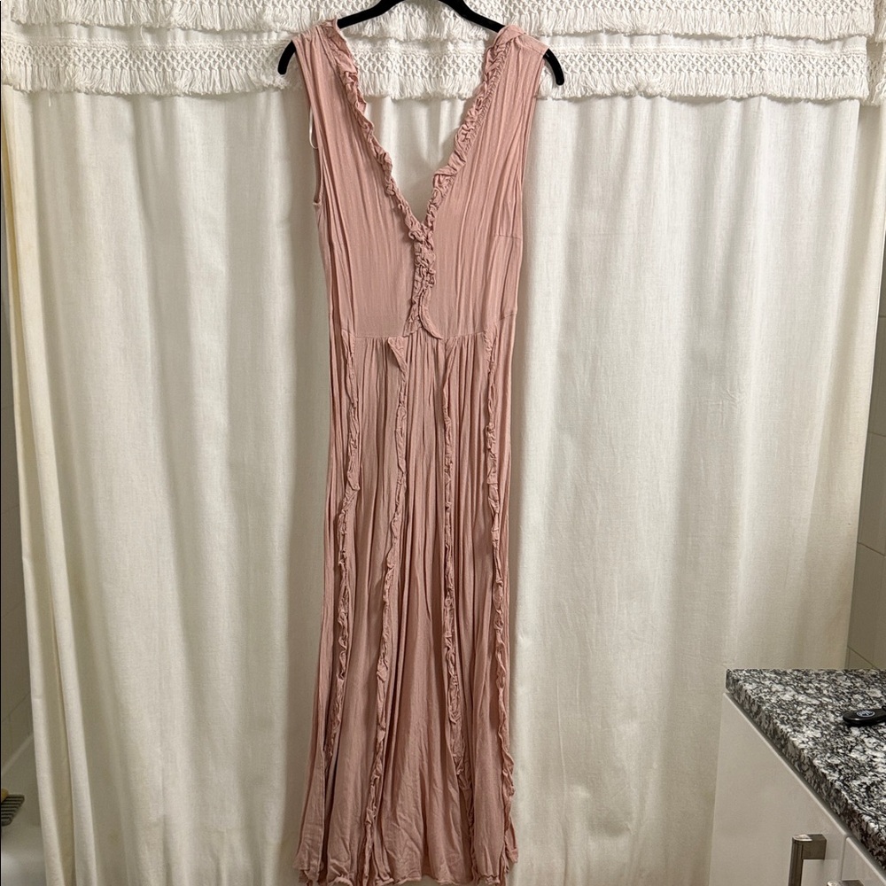 H&M Blush Pink Ruffle Maxi Dress